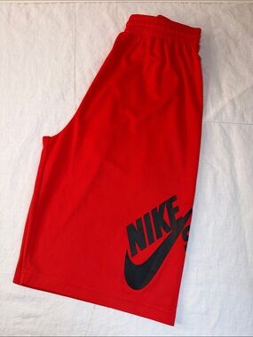 EUC Nike SB Skateboard Boys XL Spell Out Big Swoosh Mesh Knit Shorts Red youth